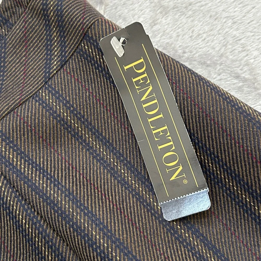 Pendleton Womens 10 Virgin Wool Pencil Skirt Brown Stripe Made in USA NWT